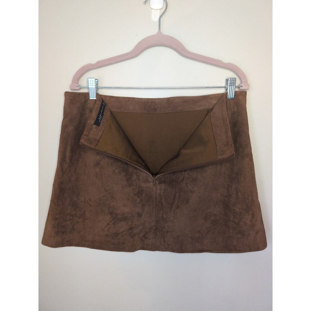 Zara suede embroidered studded floral mini lined skirt lg - Picture 5 of 6